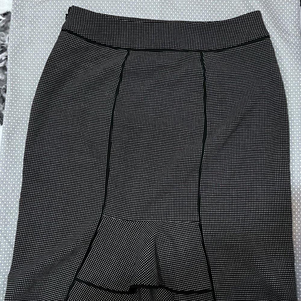 Cass Skirt Womens 2 Black White Polka Dot Straight Pencil Knee Length Side Zip
